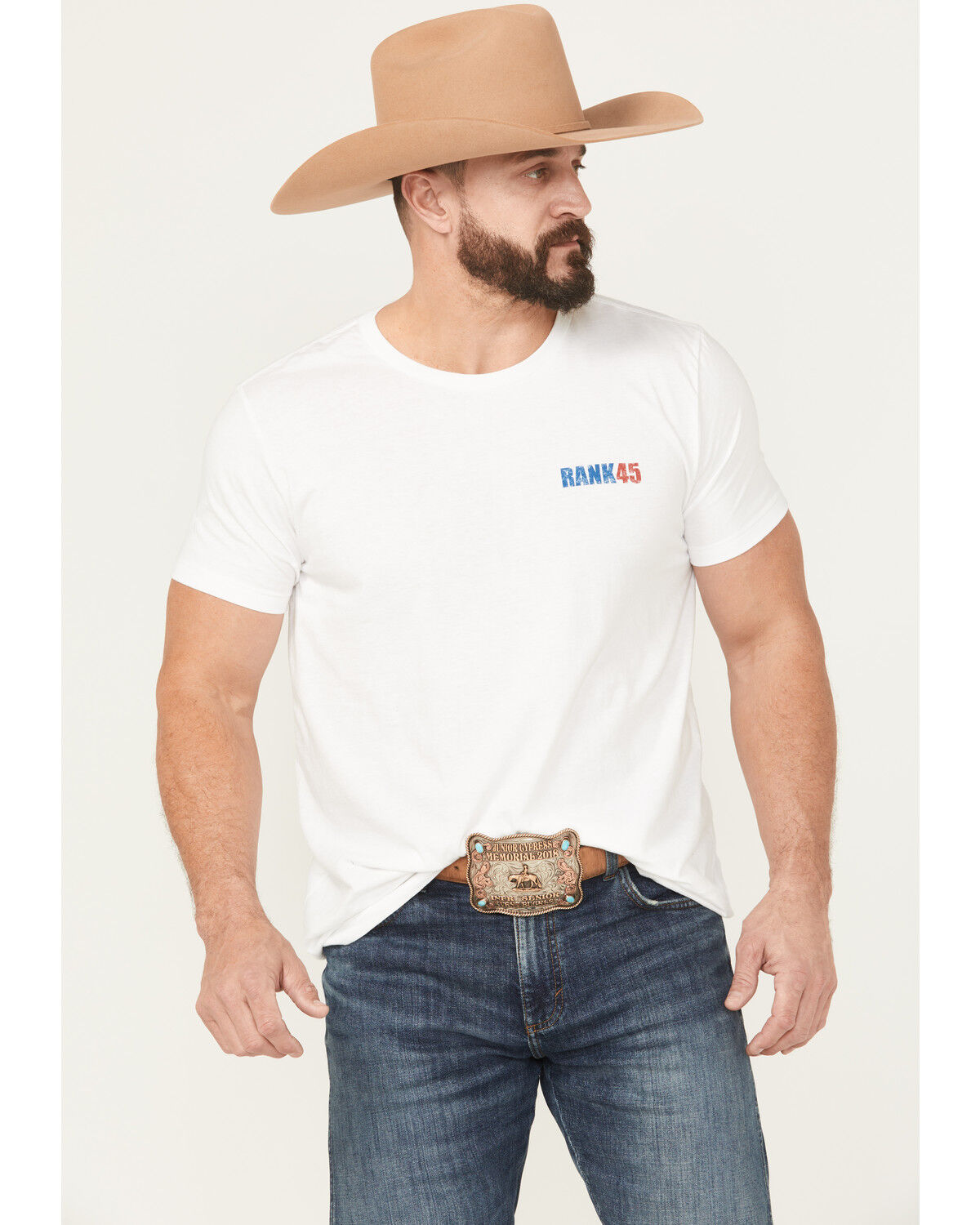 Image #1 - RANK 45® Men's Red 45 Short Sleeve Graphic T-Shirt, White, hi-res