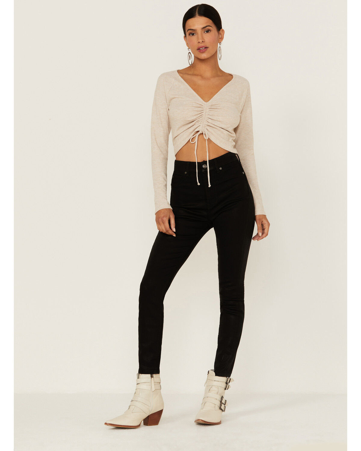 Image #1 - 7 For All Mankind Women's Coated High Waist Ankle Skinny Jeans, Black, hi-res