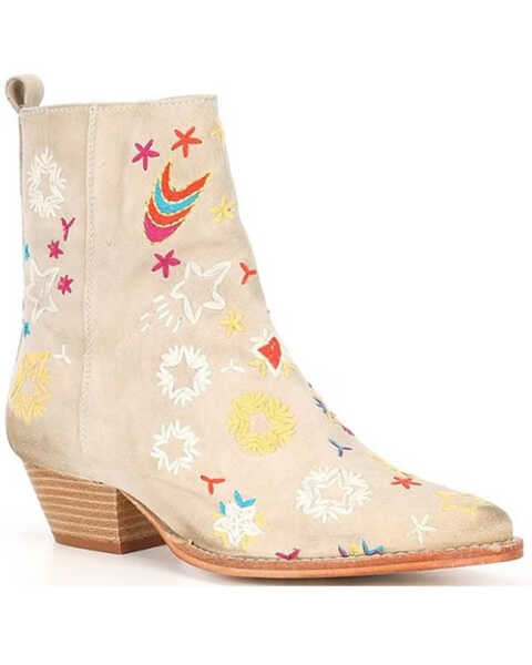 Free People Women's Bowers Embroidered Western Boots - Pointed Toe , Stone, hi-res