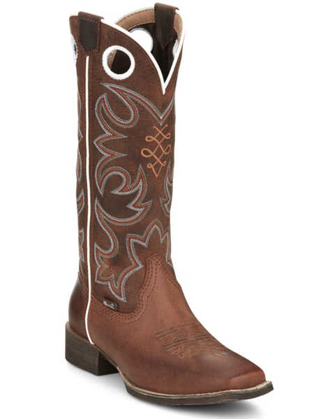 Justin Women's Western Boots - Broad Square Toe, Brown, hi-res