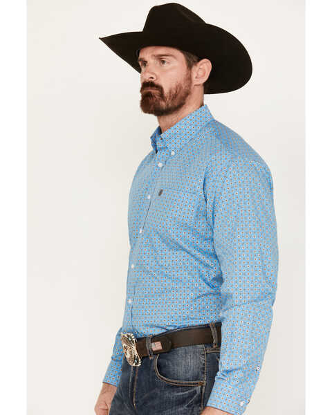 Image #2 - Cinch Men's Geo Print Long Sleeve Button-Down Western Shirt, Blue, hi-res