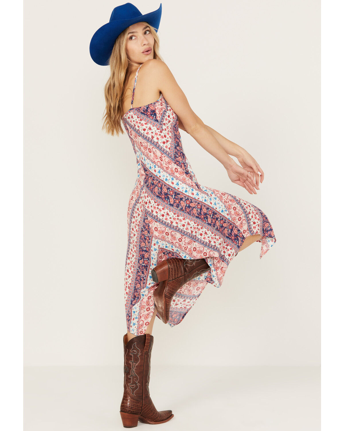 Image #4 - Wild Moss Women's Multi Print Hanky Hem Midi Dress, Multi, hi-res