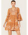 Image #1 - Johnny Was Women's Arzella Floral Embroidered Knit Easy Tiered Mini Dress, Rust Copper, hi-res