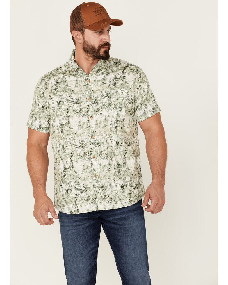 North River Men's Floral Print Short Sleeve Button-Down Western Shirt , Green, hi-res