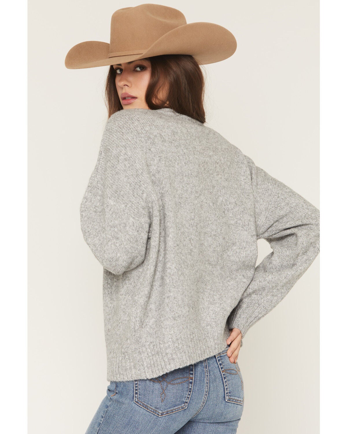 Image #4 - Bailey Rose Women's Embroidered Duck Sweater, Grey, hi-res