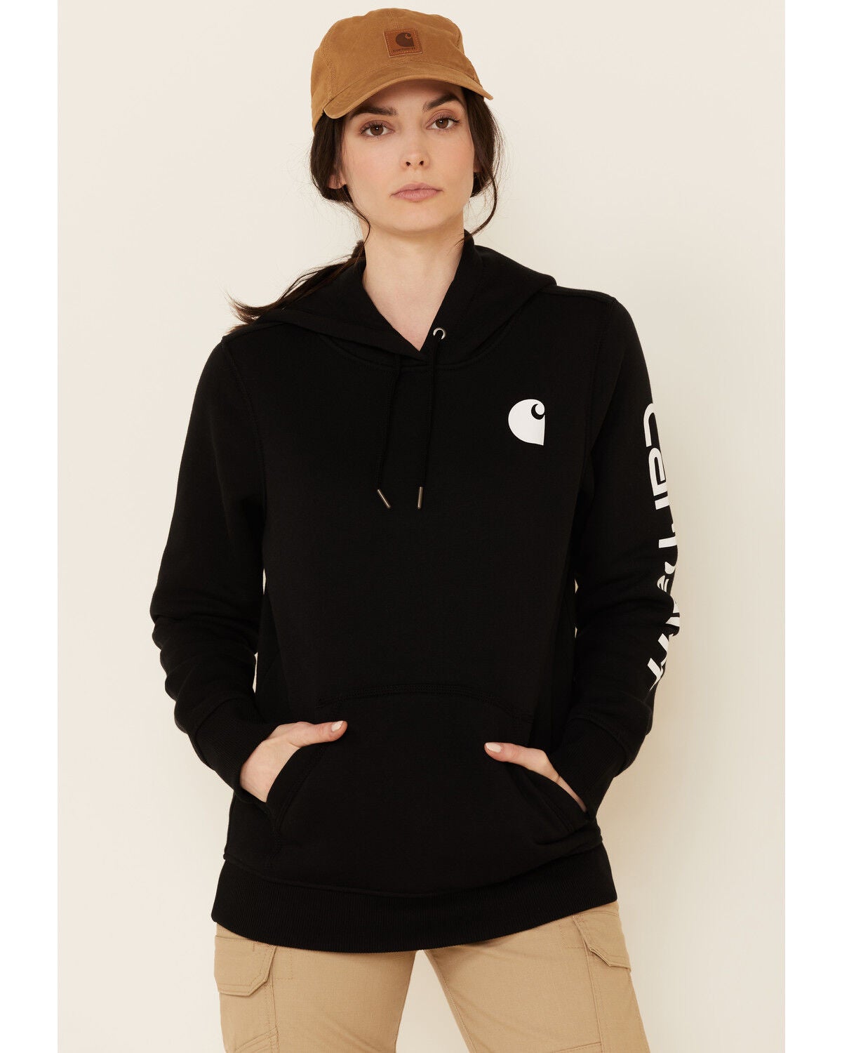 Carhartt Women's Clarksburg Graphic Sleeve Pullover Sweatshirt, Black, hi-res