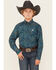 Image #1 - Cinch Boys' Paisley Print Long Sleeve Button-Down Western Shirt, Blue, hi-res