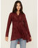 Image #1 - Beyond The Radar Women's Velvet Lace Long Sleeve Tunic, Burgundy, hi-res