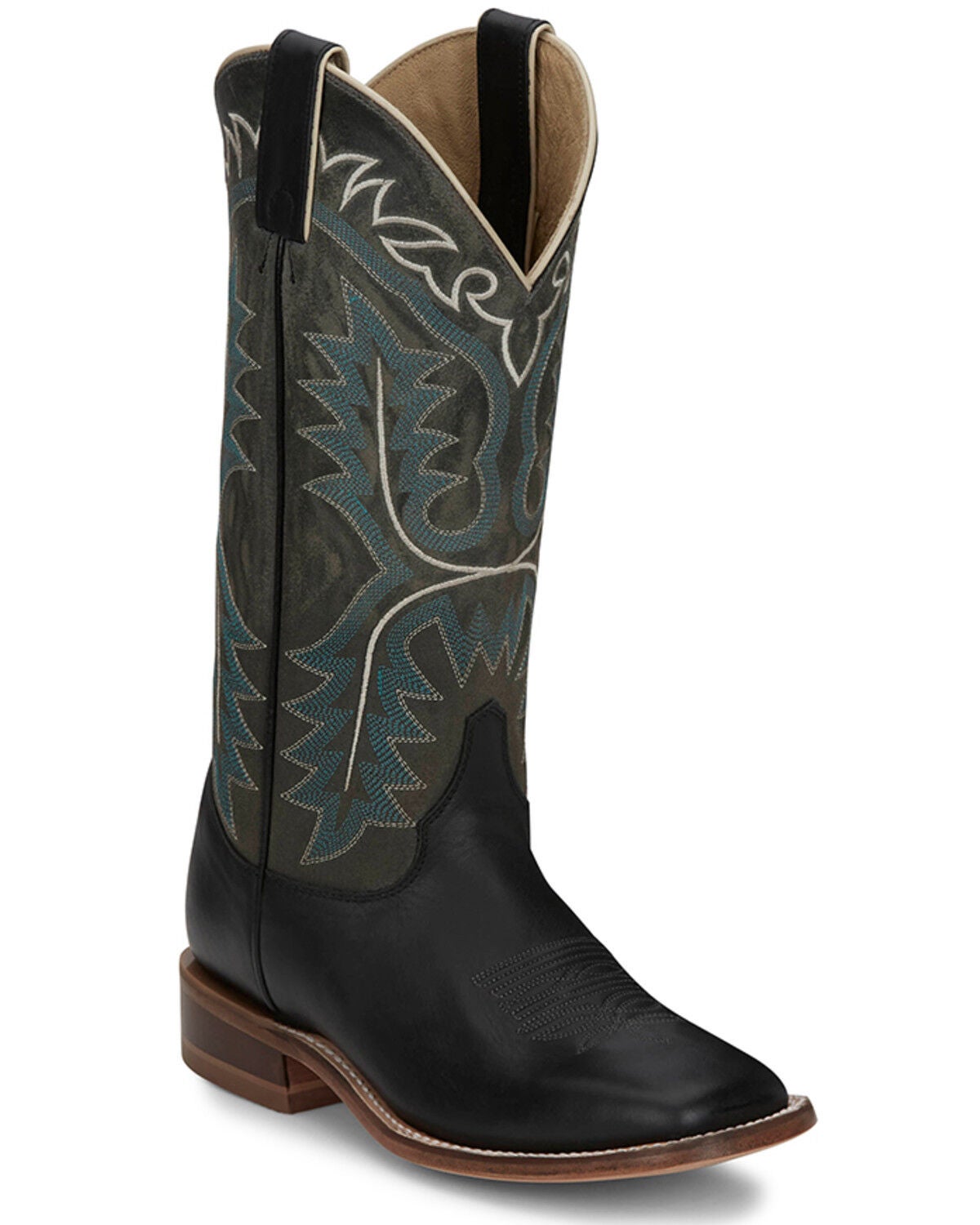 Justin Women's Stella Western Boots - Broad Square Toe, Black, hi-res