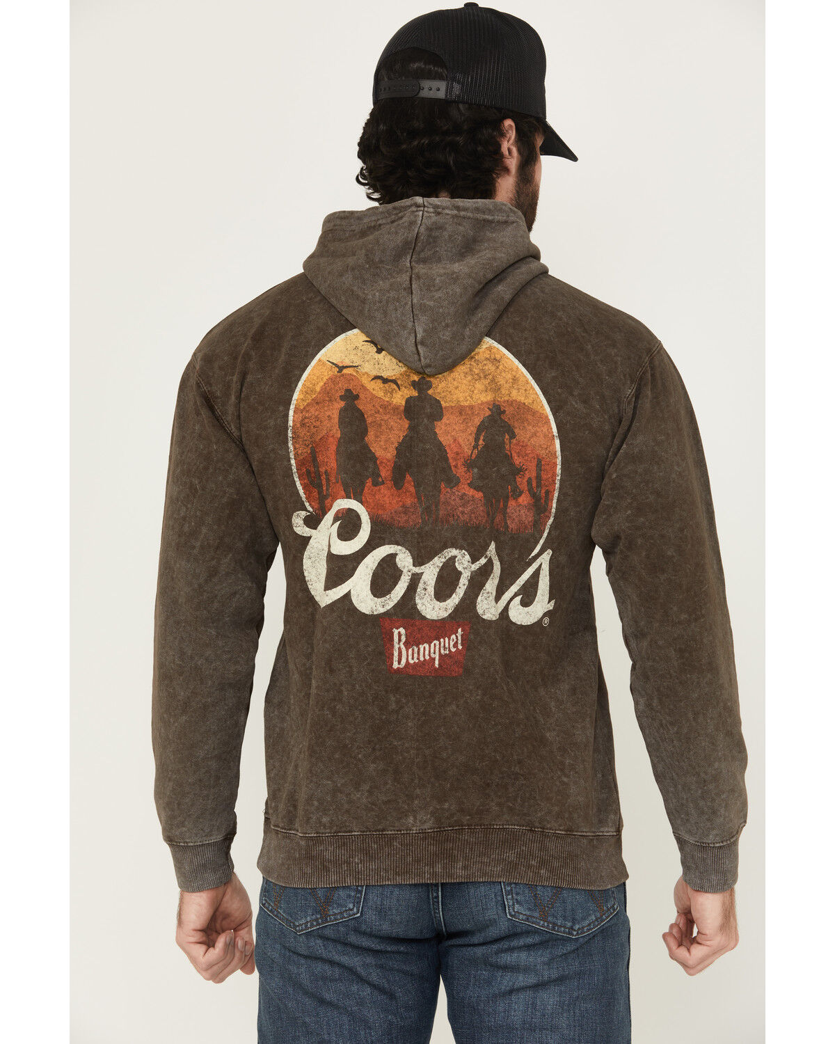 Image #1 - Coors Men's Boot Barn Exclusive Desert Riders Logo Hooded Sweatshirt, Chocolate, hi-res