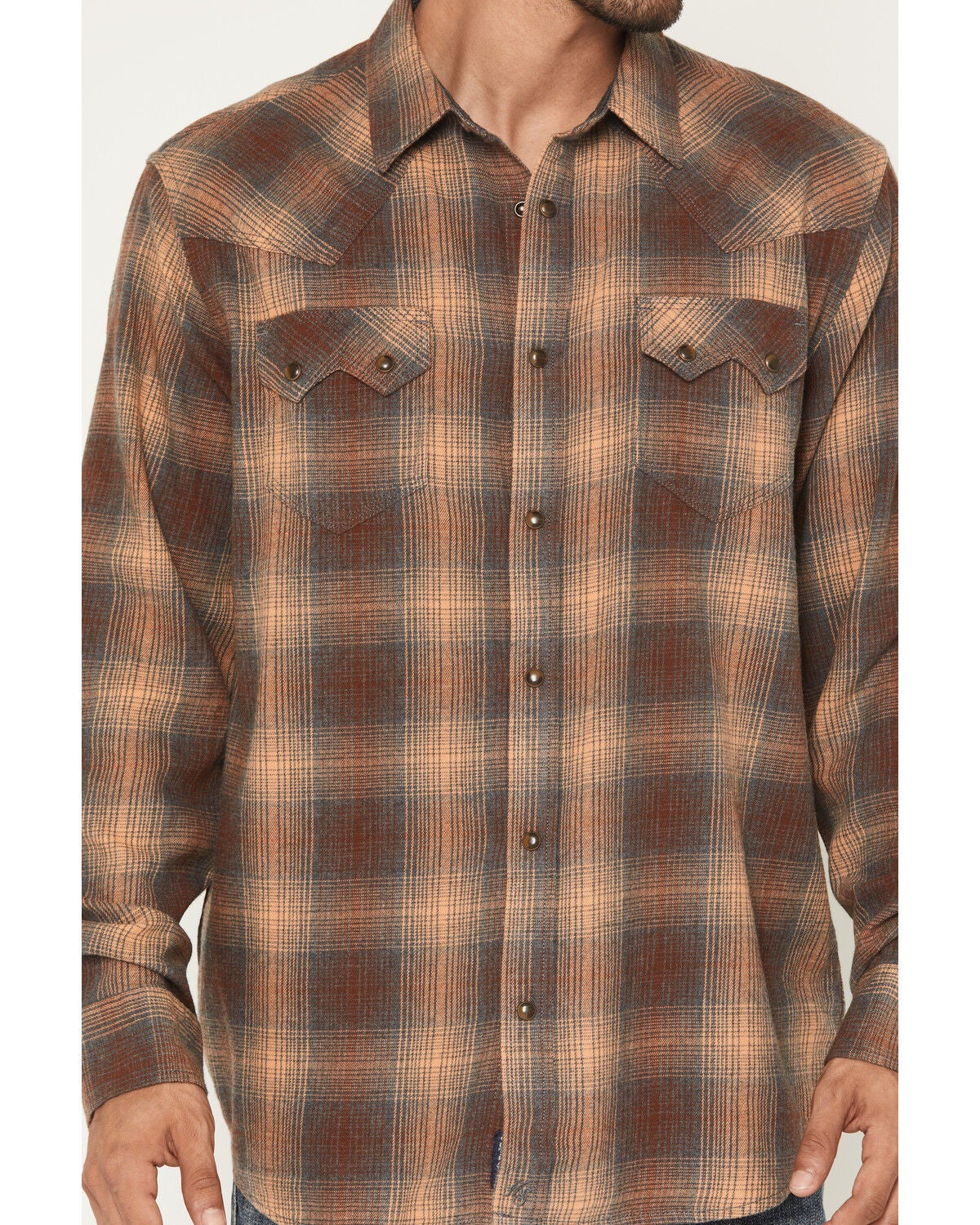 Image #3 - Moonshine Spirit&reg; Men's Bluff Plaid Print Long Sleeve Snap Flannel Shirt, Rust Copper, hi-res