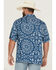 Image #4 - Wrangler Men's Western Print Short Sleeve Snap Western Shirt, Blue, hi-res