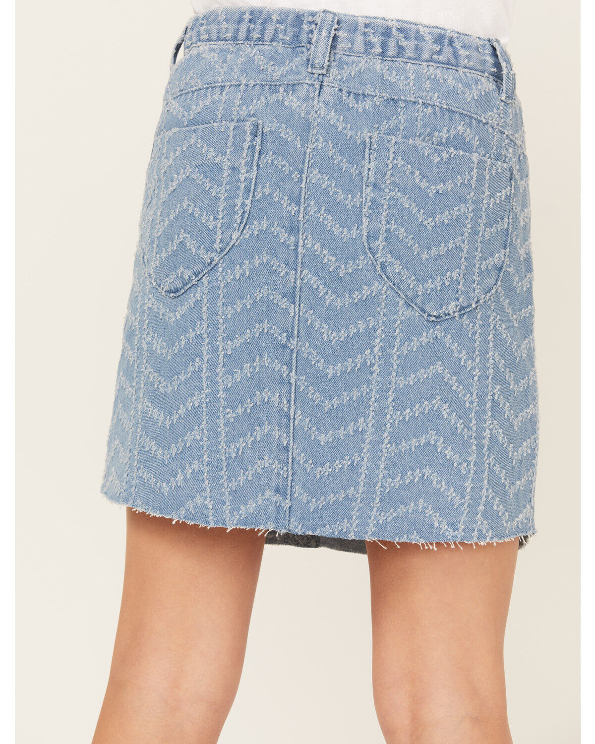 Image #4 - Hayden Girls' Herringbone Textured Denim Skirt, , hi-res