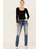 Image #3 - Miss Me Women's Dark Wash Mid Rise Stretch Bootcut Jeans, Dark Wash, hi-res