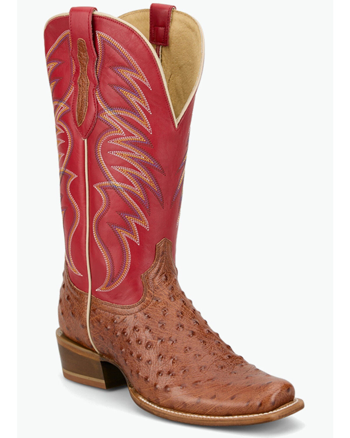 Tony Lama Men's Ranchero Tyler Exotic Ostrich Western Boots - Square Toe, Brandy Brown, hi-res