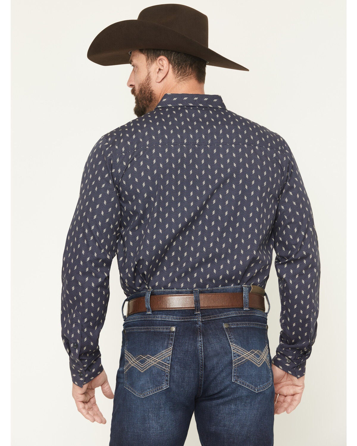 Image #4 - Gibson Trading Co Men's Zig Zag Geo Print Long Sleeve Button-Down Western Shirt - Tall, Navy, hi-res