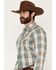 Image #2 - Cody James Men's Solstice Plaid Print Long Sleeve Snap Western Shirt, Light Blue, hi-res