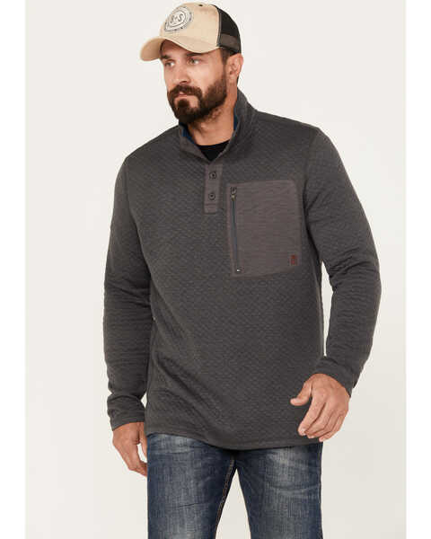 Image #1 - Brothers and Sons Men's Button Mock Pullover, Charcoal, hi-res