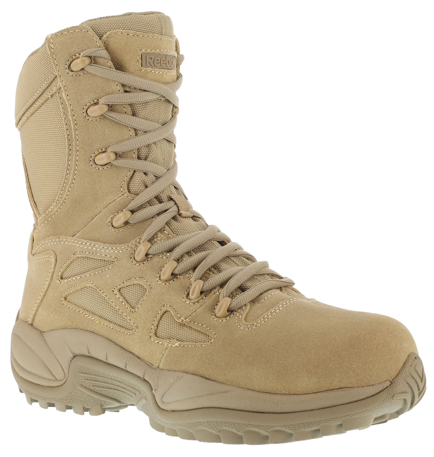 Reebok Men's Stealth 8" Lace-Up Side-Zip Work Boots, Desert Khaki, hi-res