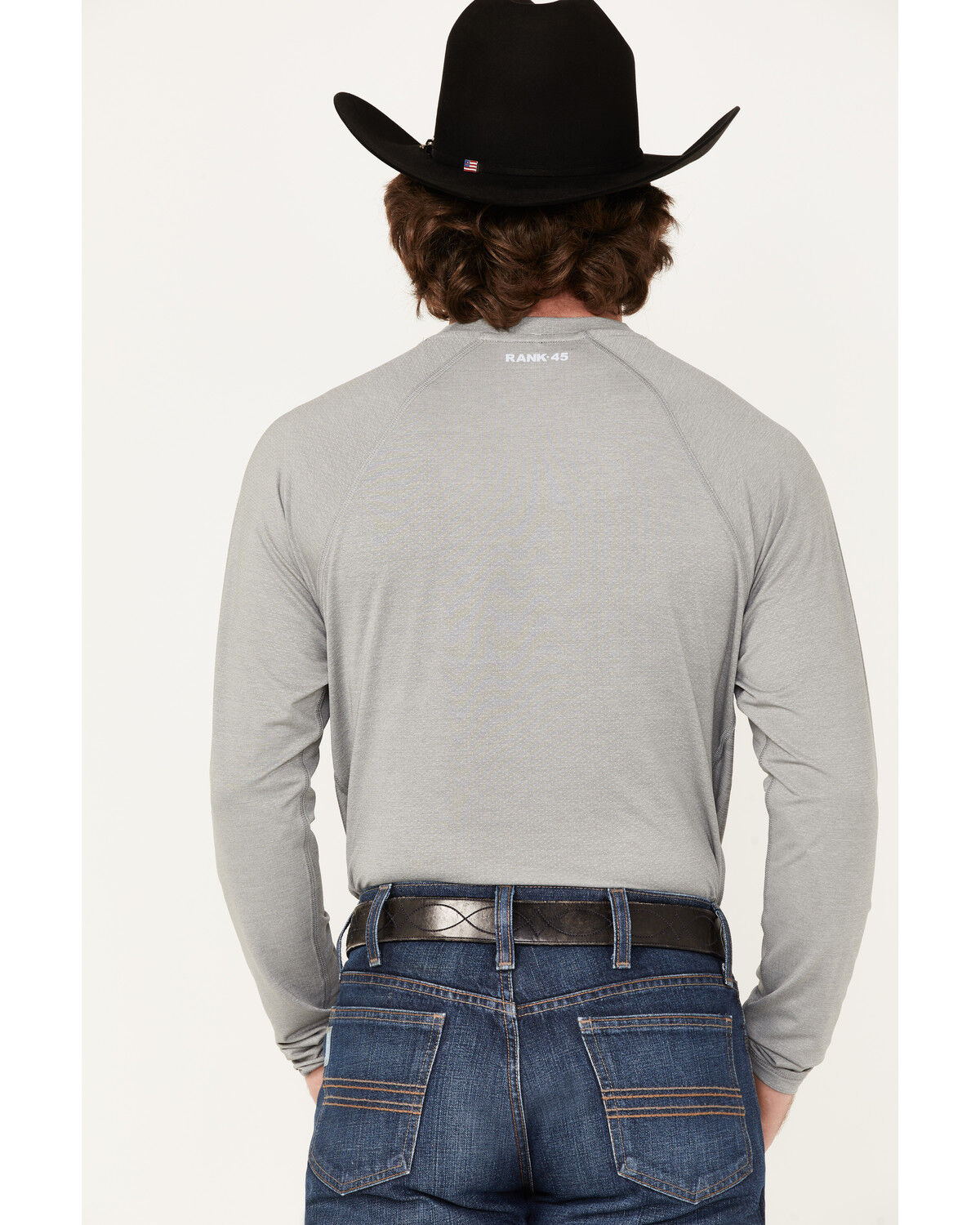 Image #4 - RANK 45® Men's Solid Performance Long Sleeve T-Shirt, Charcoal, hi-res