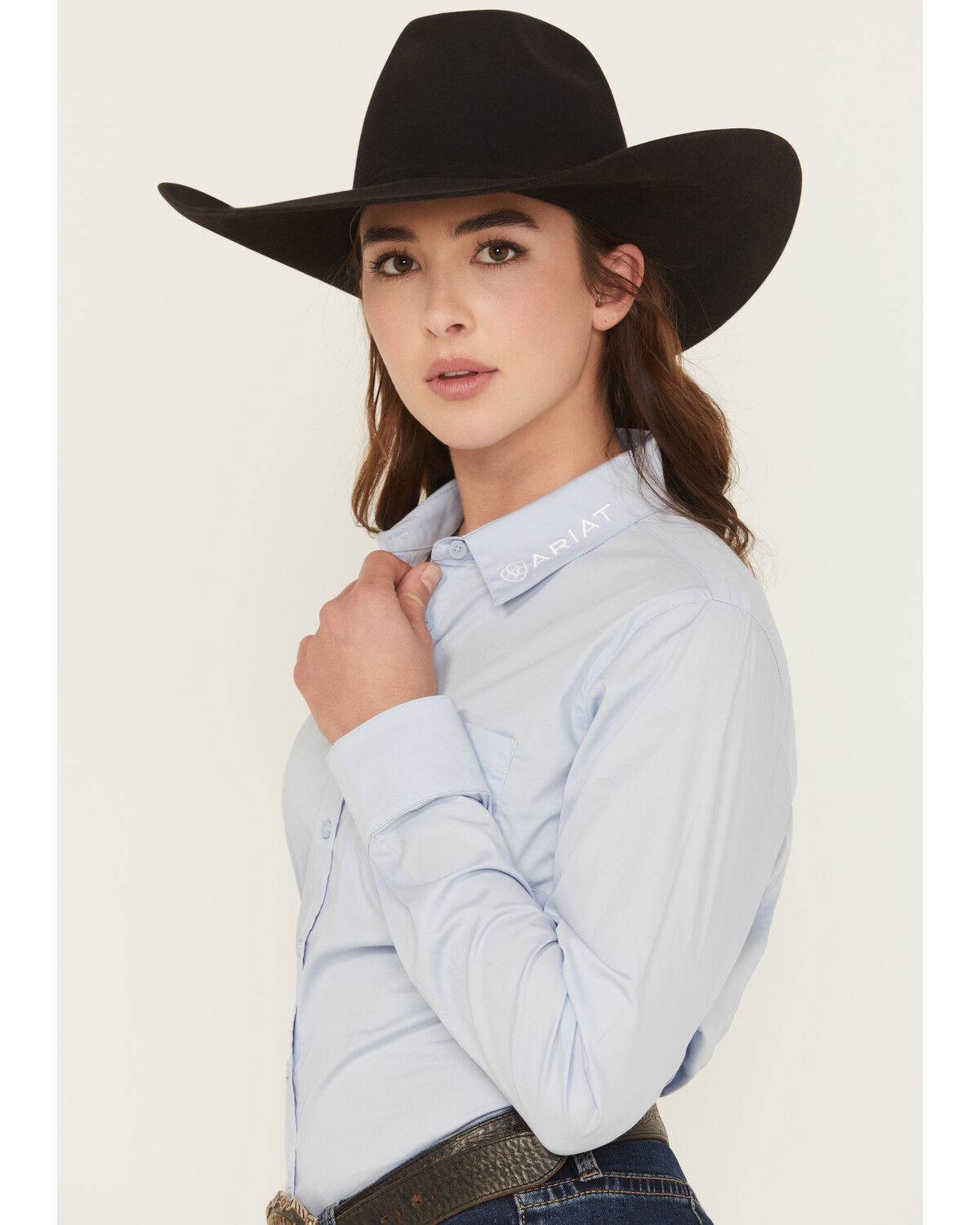 Image #3 - Ariat Women's Team Kirby Embroidered Long Sleeve Button-Down Stretch Western Shirt, Light Blue, hi-res