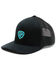 Rock & Roll Denim Men's Black & Turquoise Embroidered Logo Mesh-Back Ball Cap , Black, hi-res