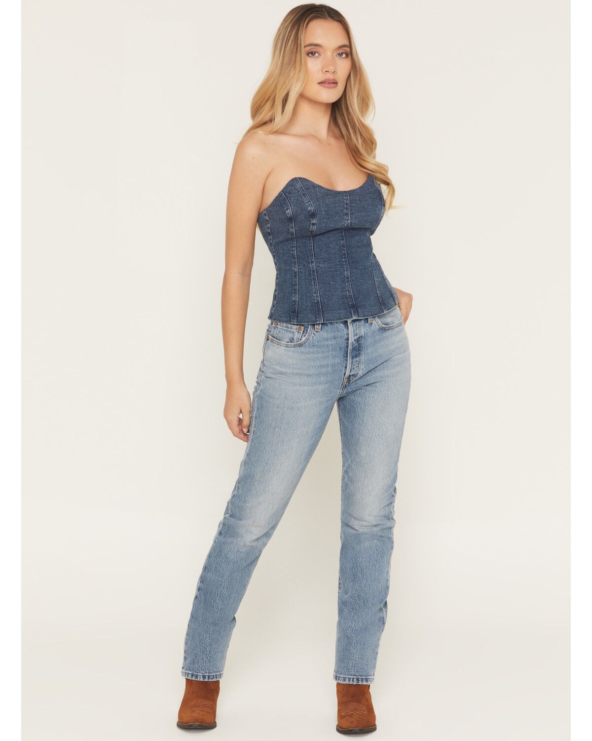 Image #1 - Levi's Women's 501 Medium Wash High Rise Straight Leg Stretch Denim Jeans, Medium Wash, hi-res