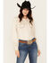 Image #1 - Cowgirl Hardware Women's Faux Suede Long Sleeve Snap Western Shirt, Off White, hi-res