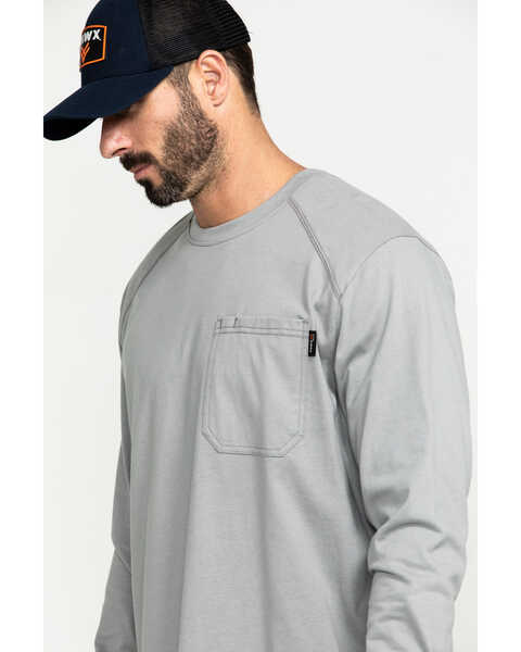 Image #5 - Hawx Men's FR Pocket Long Sleeve Work T-Shirt - Tall , Silver, hi-res