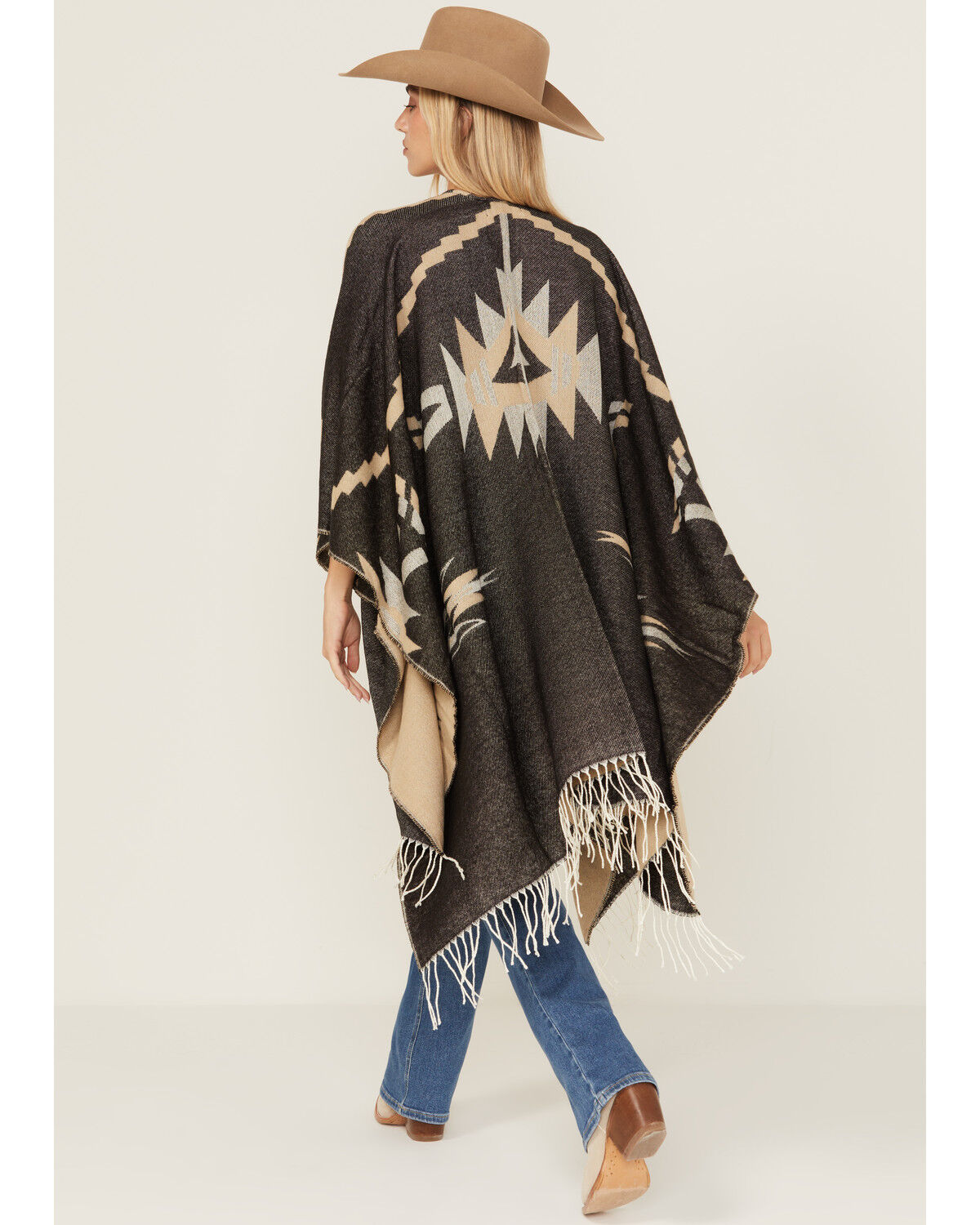 Image #4 - Idyllwind Women's Waterford Southwestern Print Fringe Shawl, Black, hi-res
