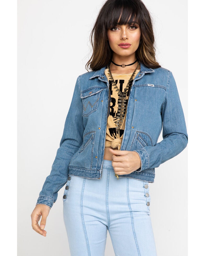 wrangler modern women s heritage venus zip denim jacket country outfitter wrangler modern women s heritage venus zip denim jacket