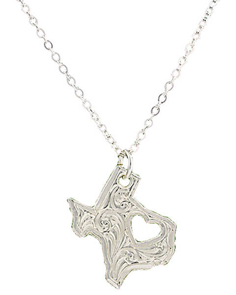 Montana Silversmiths Women's "I Heart Texas" Necklace, Silver, hi-res