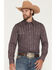 Image #1 - Rock & Roll Denim Men's Bootstitch Long Sleeve Snap Stretch Western Shirt, Burgundy, hi-res