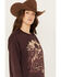 Image #2 - Ariat Women's Desert Horse Cropped Long Sleeve Graphic Tee, Maroon, hi-res