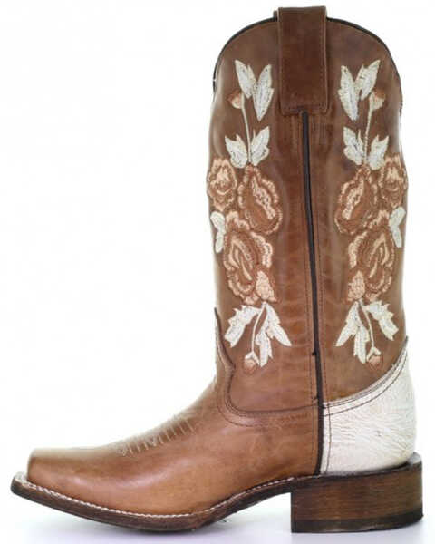 Corral Women's Honey Floral Western Boots - Square Toe, Tan, hi-res