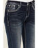 Image #4 - Grace In LA Women's Dark Wash Sequin Pocket Mid Rise Bootcut Stretch Denim Jeans, Dark Wash, hi-res