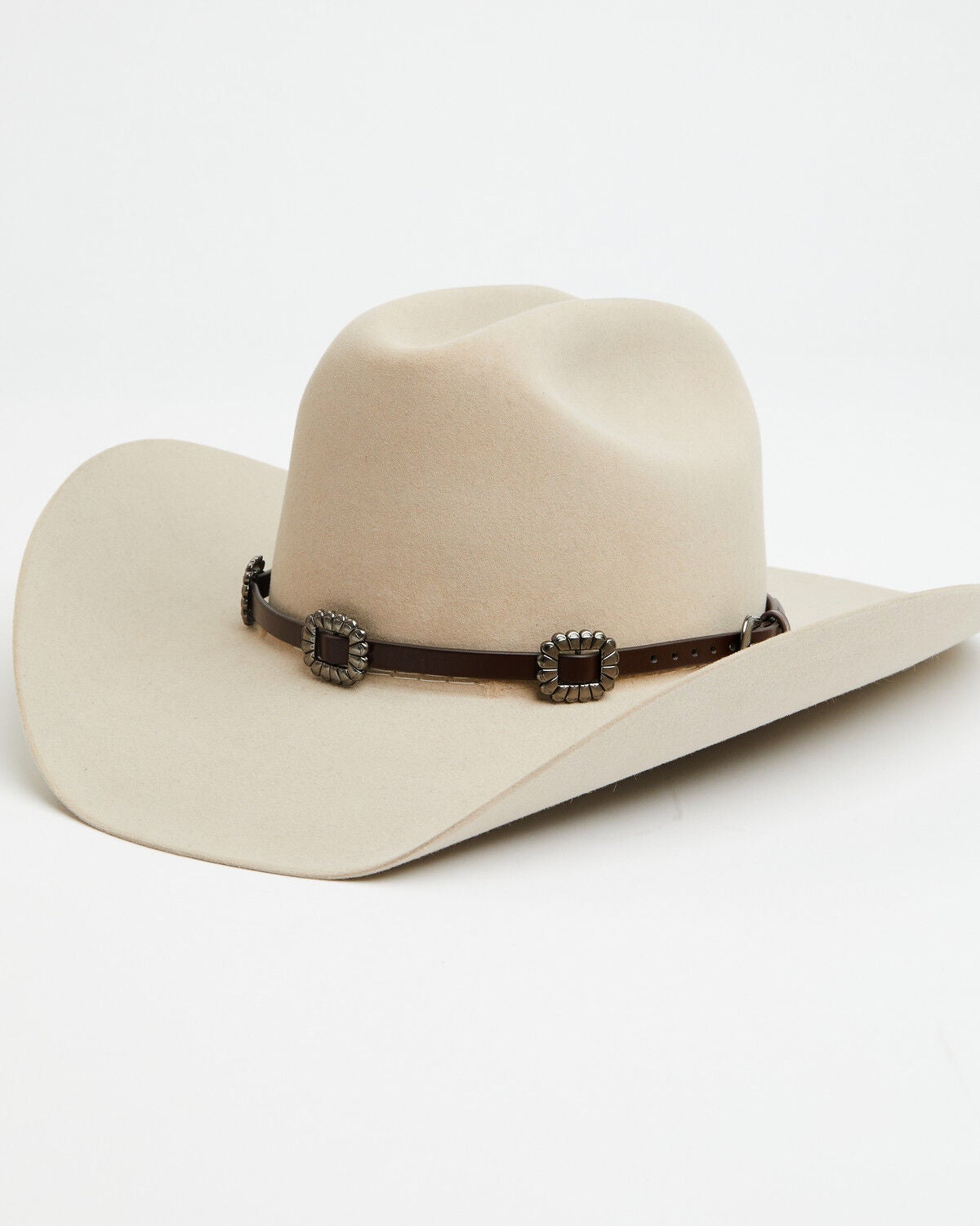 Image #1 - Boot Barn Square Concho Hat Band, Brown, hi-res
