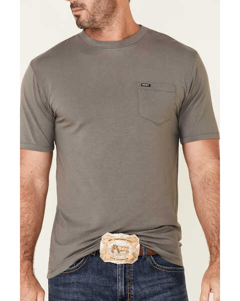 HOOey Men's Solid Premium Bamboo Short Sleeve Pocket T-Shirt , Grey, hi-res