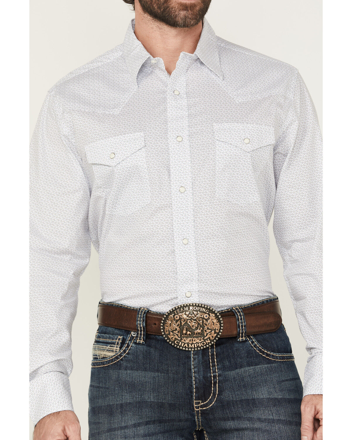 Image #3 - Wrangler Men's 20x Geo Print Long Sleeve Snap Stretch Western Shirt, White, hi-res