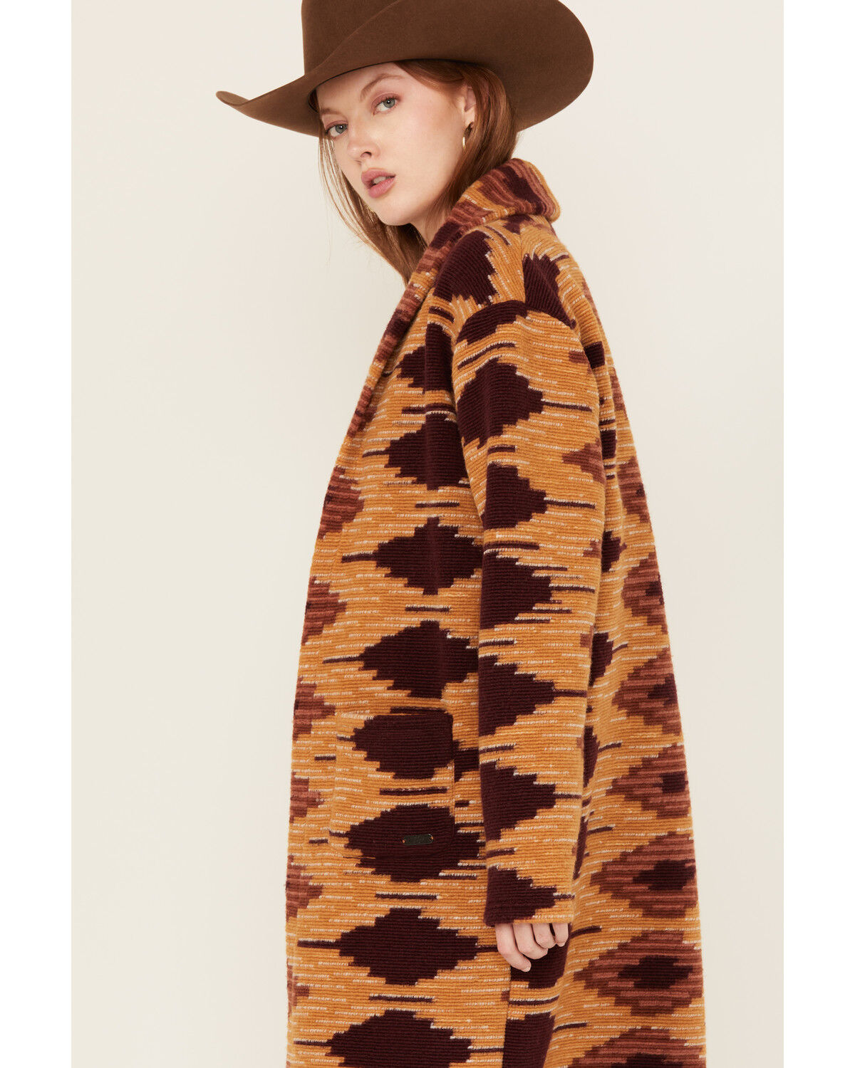Image #2 - Hooey Women's Geo Duster Sweater, Maroon, hi-res