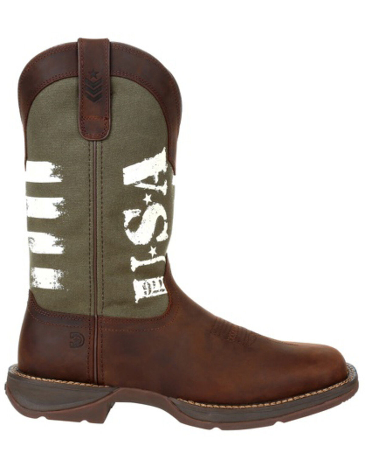 Image #2 - Durango Men's Army Green USA Western Performance Boots - Square Toe, Brown, hi-res