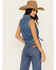Image #4 - Wrangler Retro Women's Dark Wash Tie-Front Sleeveless Snap Western Shirt, Dark Wash, hi-res