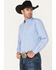 Image #2 - Ariat Men's Nory Stretch Geo Print Button-Down Western Shirt , Light Blue, hi-res