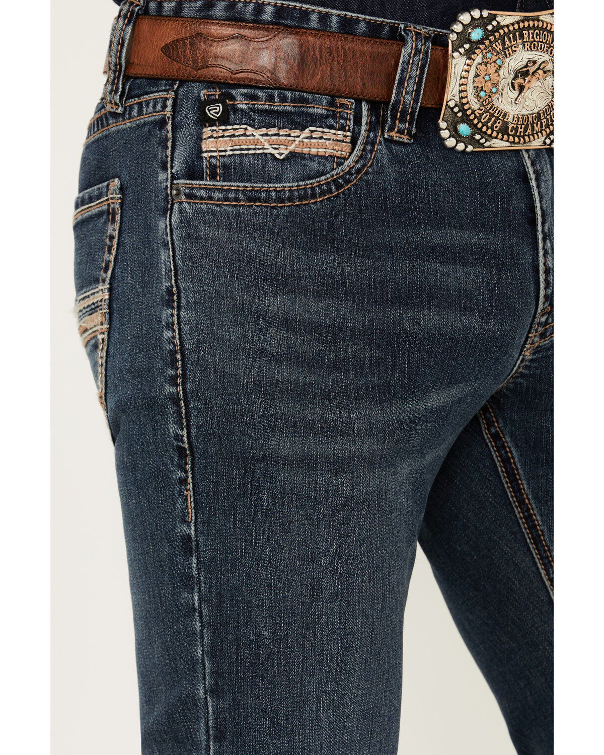Image #2 - Rock & Roll Denim Men's Revolver Medium Wash Slim Straight Stretch Denim Jeans, Medium Wash, hi-res