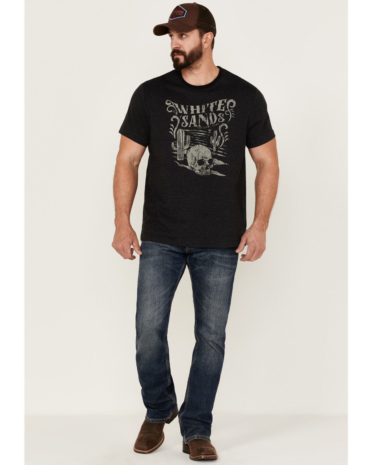 Image #2 - Brothers and Sons Men's Heathered White Sands Skull Graphic Short Sleeve T-Shirt, Black, hi-res