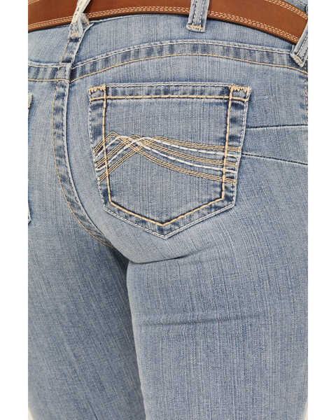 Image #4 - Ariat Women's R.E.A.L. Light Wash Mid Rise Kehlani Stretch Bootcut Jeans, Light Wash, hi-res