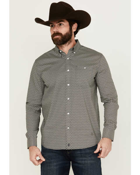 Cody James Men's Fast Forward Geo Print Long Sleeve Button-Down Stretch Western Shirt , Blue, hi-res