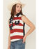 Image #2 - Shyanne Women's Americana Print Bubba Sleeveless Snap Western Shirt, Red, hi-res