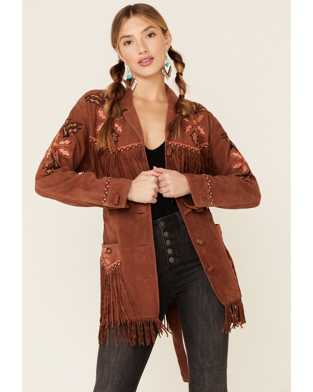 Image #1 - Double D Ranch Women's Viva Maria Fringe Suede Jacket, , hi-res