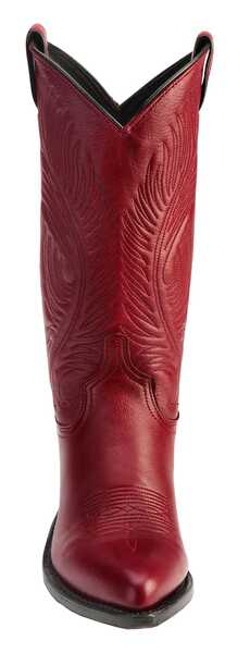 Image #4 - Abilene Women's Cowhide Western Boots - Pointed Toe, Red, hi-res
